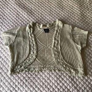 Tan lace knit cardigan/shrug